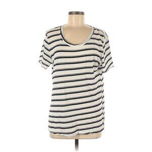 A.L.C. Short Sleeve Tee Size Medium Navy Blue and White Stripe Cutout Back Sz M